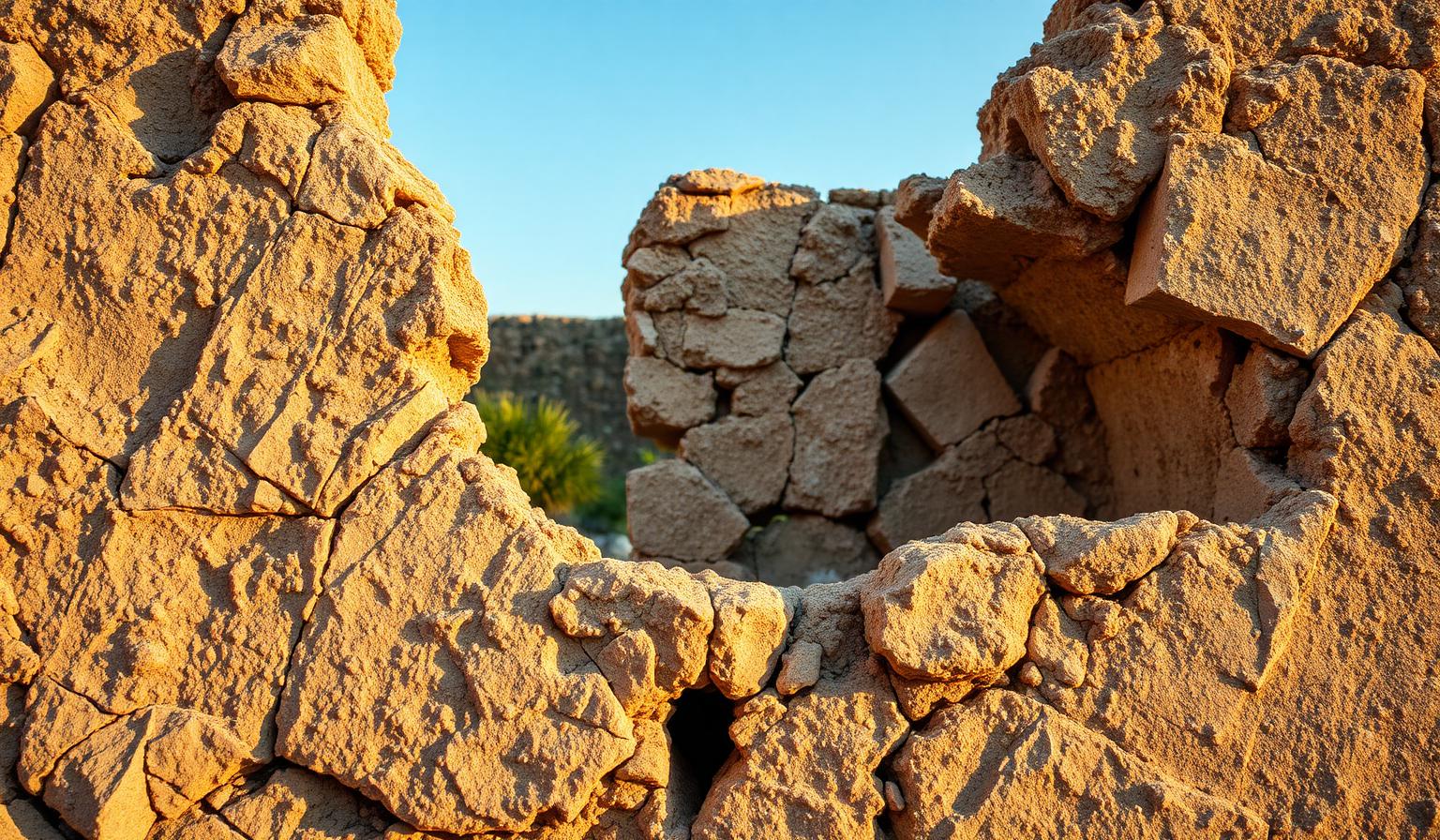 Cutaway of a Roman marine concrete pier showing volcanic ash, lime and seawater interaction